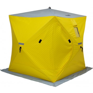 Палатка зимняя HELIOS утепленная Куб 1,8х1,8 (желтый/серый) HS-ISCI-180YG