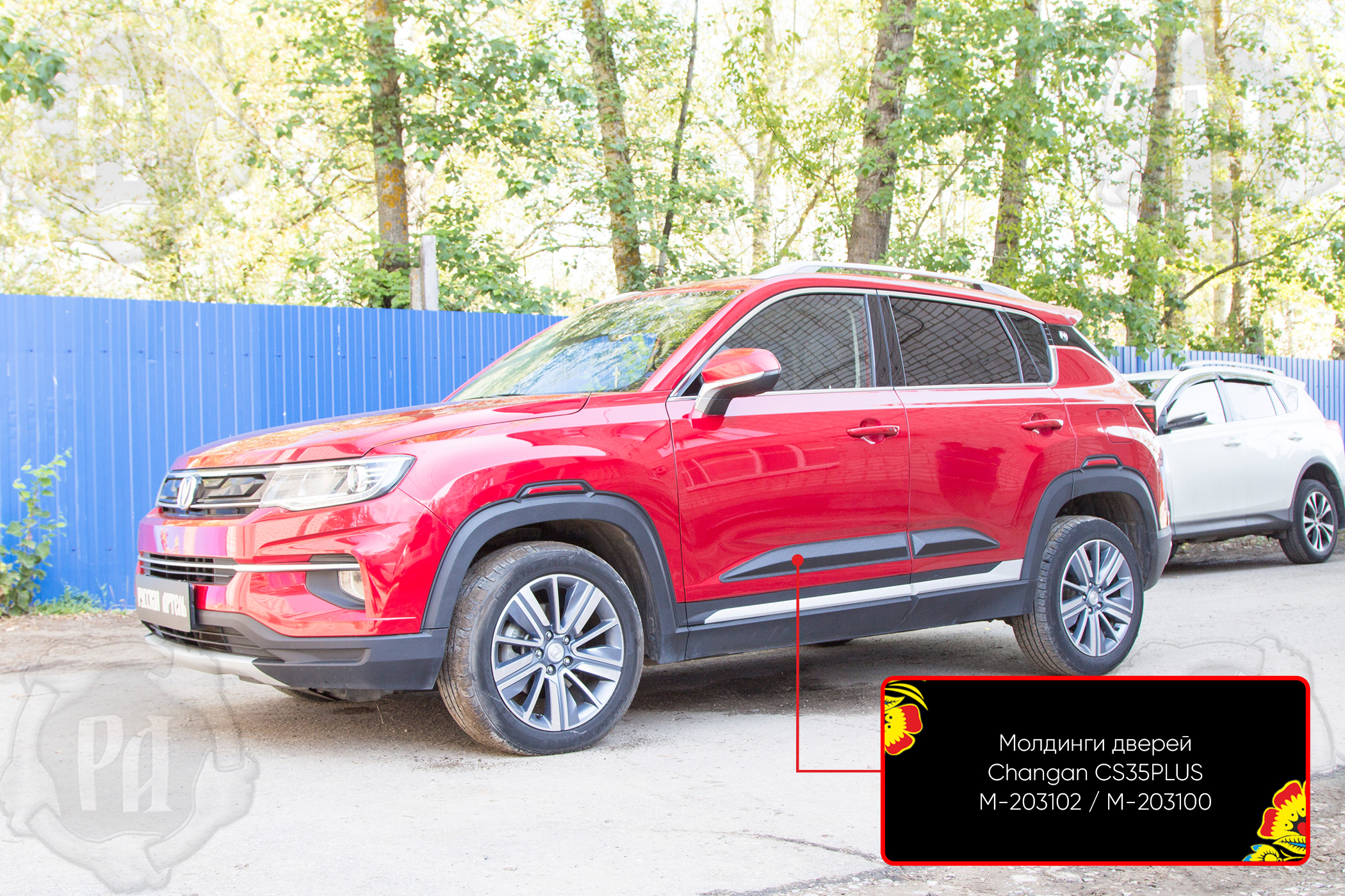 Молдинги на двери (4 шт) Changan CS35PLUS I 2018-2023 шагрень M-203102