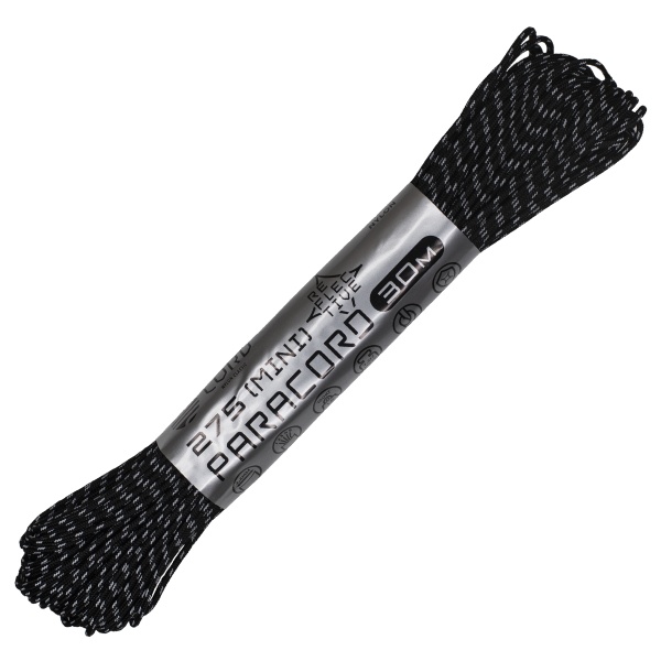 Паракорд 275 (мини) CORD nylon 30м световозвращающий (black)  275.N30.LM.B