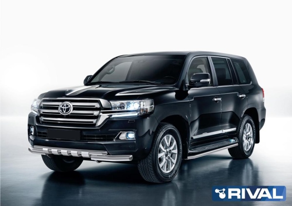 Защита переднего бампера d76+d57 с профильной защитой картера RIVAL Toyota Land Cruiser 200 2015- R.5717.004