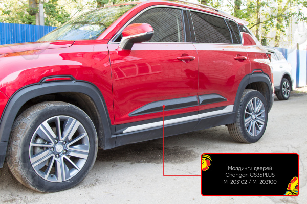 Молдинги на двери (4 шт) Changan CS35PLUS I 2018-2023 шагрень M-203102