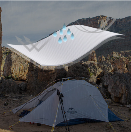 Палатка Naturehike Cloud Up-Wing Si 2-местная, алюминиевый каркас, серо-синяя NH19ZP083-2-2WDGRBL