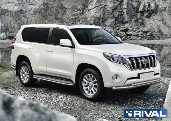 Защита переднего бампера d76+d57 RIVAL Toyota Land Cruiser Prado 150 2009-2013-2017  R.5704.007