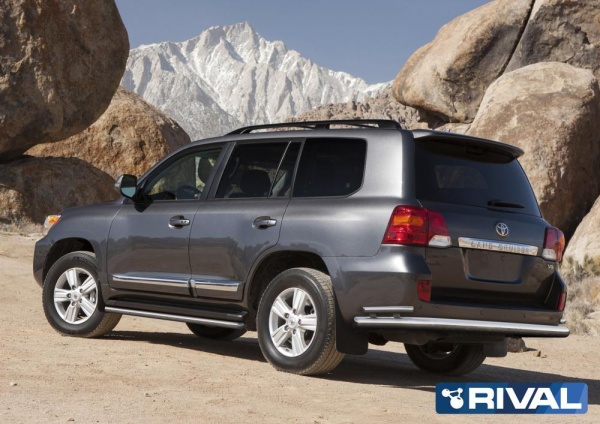 Защита заднего бампера d76+d42 RIVAL Toyota Land Cruiser 200 2011-2015  R.5713.015