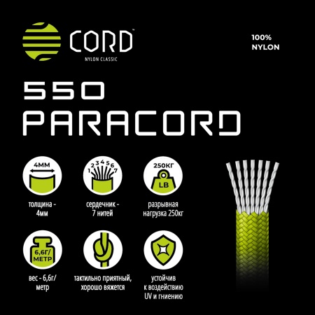 Паракорд 550 CORD nylon 10м (black)  550.N10.B