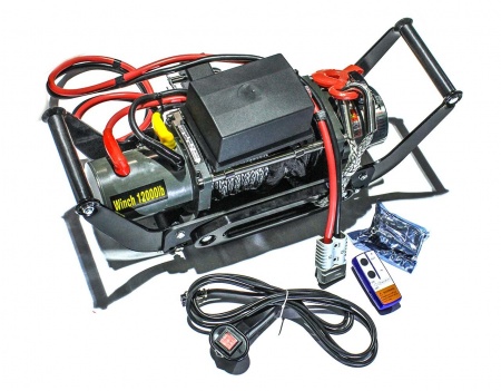 Лебедка переносная ELECTRIC Winch EW 12000 (12В) с синтетическим тросом крепление под квадрат